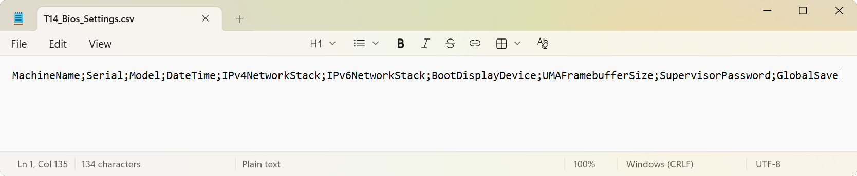 Global Log CSV File
